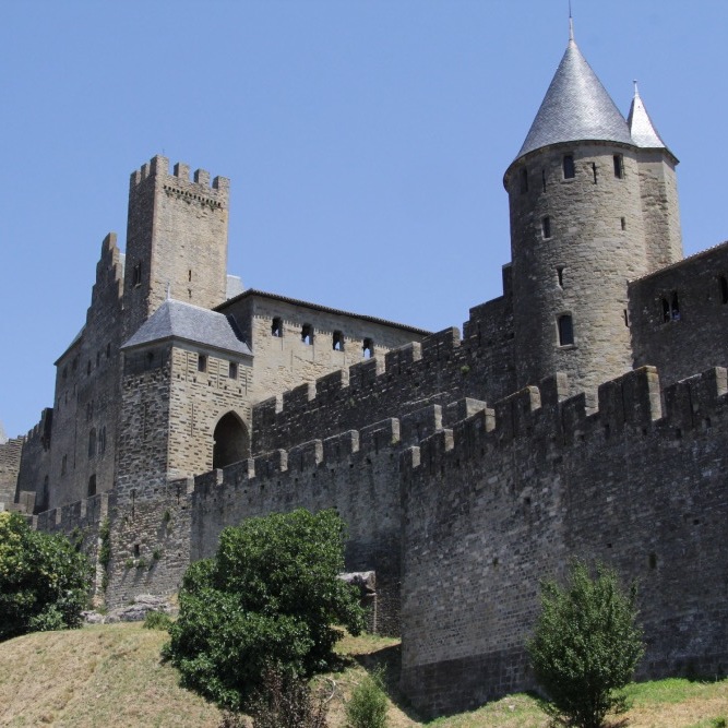 de muren van het kasteel in Carcassonne