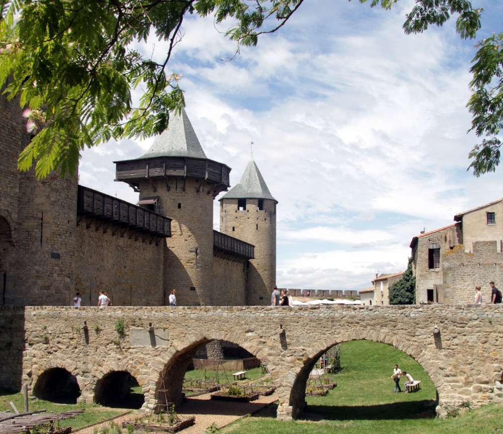 Entrance bridge off the castle in Carcassonne