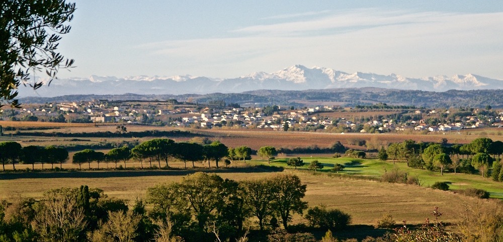 View on the Pyrenees and Golf de Carcassonne
