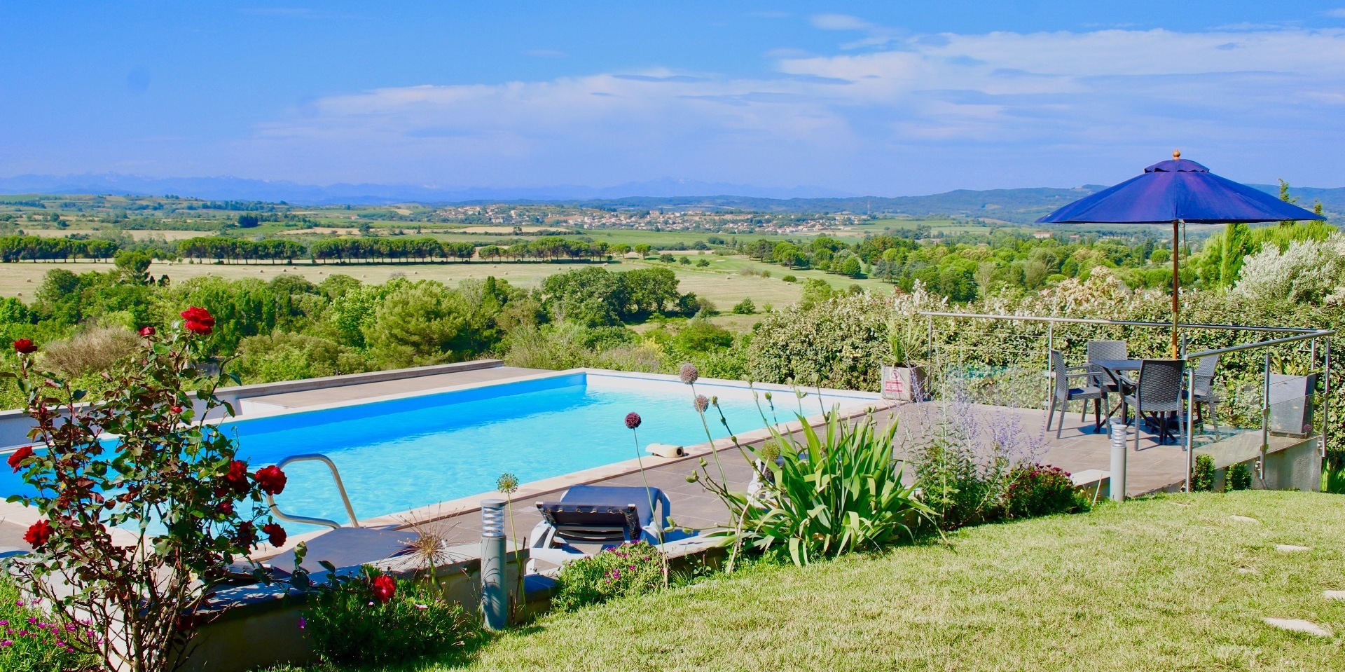 View of our pool and the Pyrenees